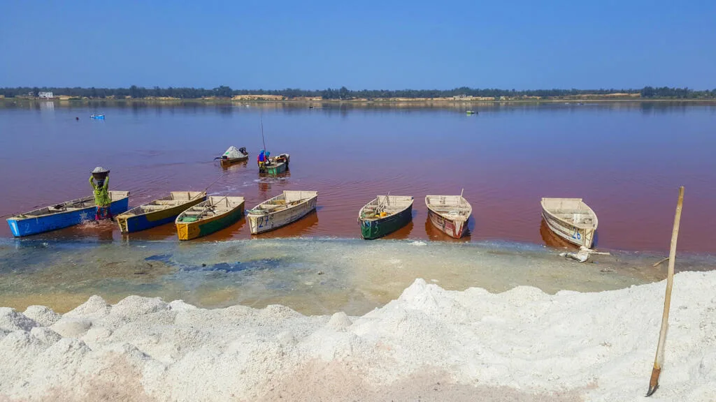 Protesters gathered near Lac Rose in Senegal