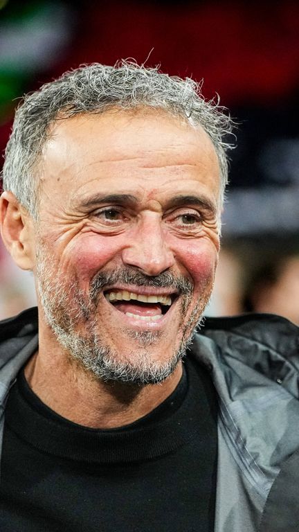 L'entraîneur du PSG Luis Enrique lors de la demi-finale de la Ligue des champions, face au Bayern Munich, à l'Allianz Arena (Allemagne), le 6 mai 2026. (ULRIK PEDERSEN / AFP)