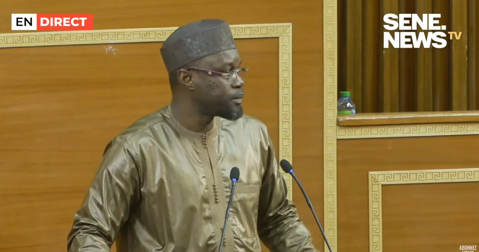 Prime Minister Ousmane Sonko speaking about stricter anti-homosexuality laws in Senegal