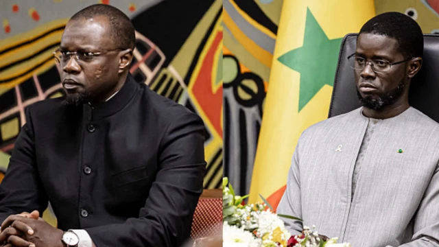 Composite image of Ousmane Sonko and Bassirou Diomaye Faye