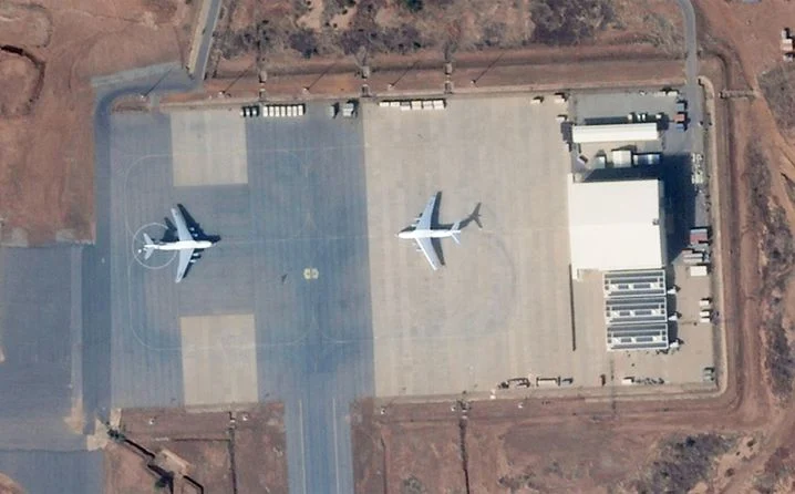 This satellite image shows the military zone of Niamey airport in Niger.
