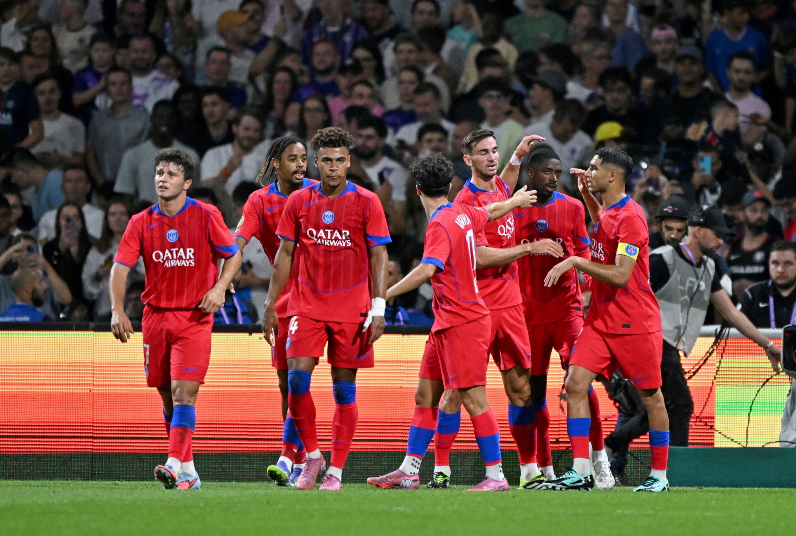 Fans gather in Albi to watch the PSG vs Arsenal Champions League final.