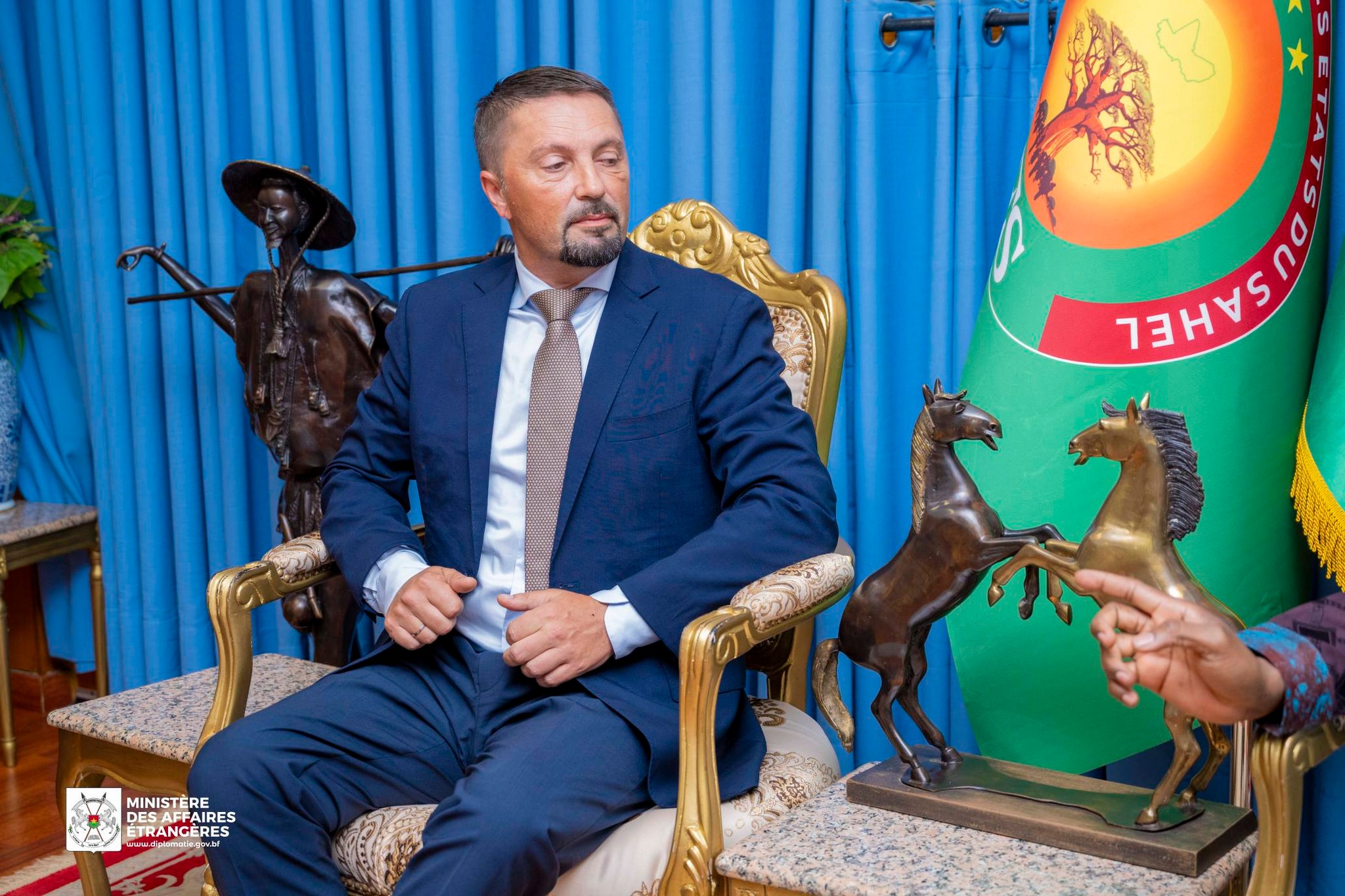 Slavenko Ristic, Serbian parliamentary delegation leader and defense technology CEO, during discussions in Ouagadougou