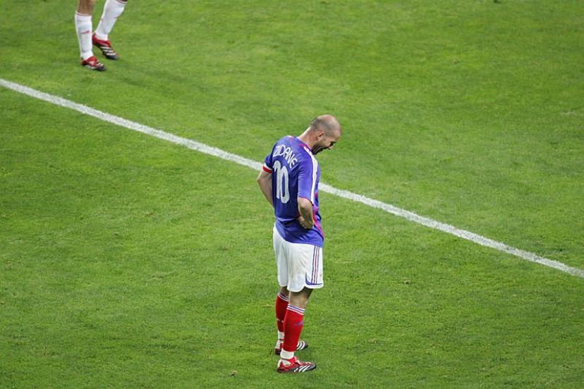 Zinedine Zidane misses the only penalty of his international career against China in 2006