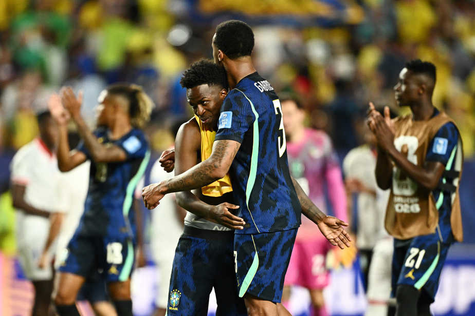 Brazil players celebrating during the match