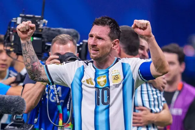 Lionel Messi celebrates after Argentina's dramatic win over Egypt