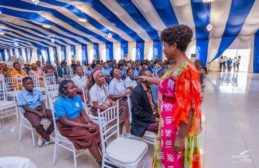 Students awarded during a visit to Comilog in Moanda
