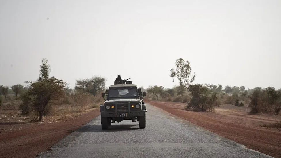 Aerial view of Kouakourou village in Mali showing deserted streets after jihadist attack