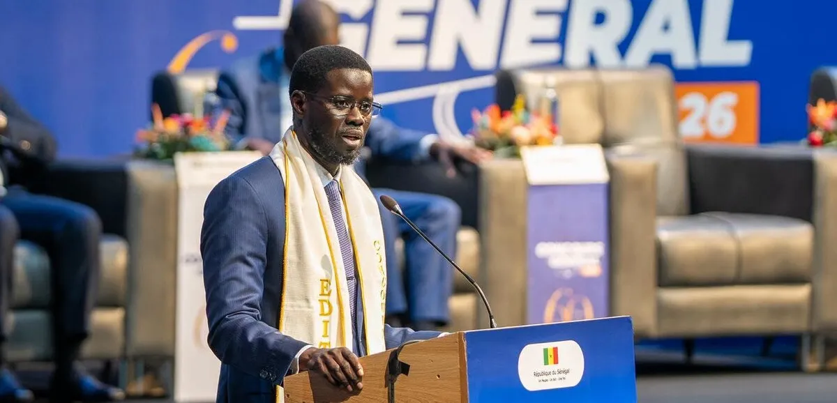 President Bassirou Diomaye Faye addressing Senegal's top students during the Concours général awards ceremony