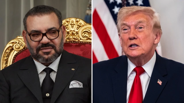 King Mohammed VI of Morocco and former US President Donald Trump
