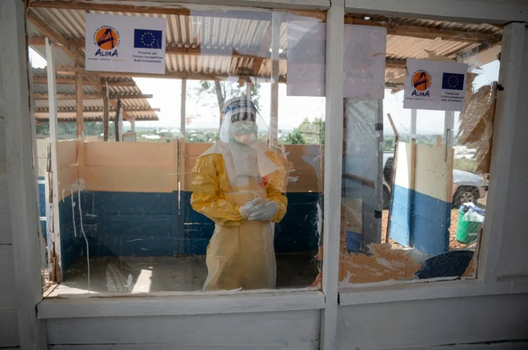 Health workers in protective gear during Ebola response in Democratic Republic of Congo