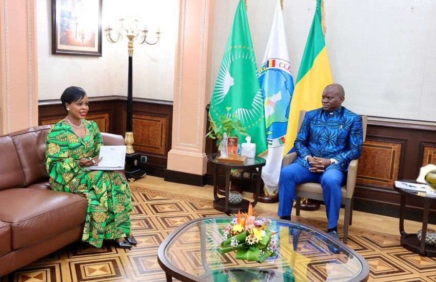 Gabon's President Brice Clotaire Oligui Nguema meets with Minister Zenaba Gninga Chaning